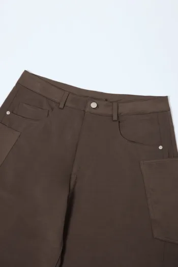 C-S26010 Multi-Pocket Wide-Leg Woven Cargo Trousers