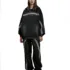 C-1221+1222 Stir-Fried Snowflake Color-Block Contrast Webbing Fleece Hoodie Se