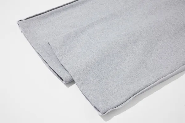 C-90989 Raw Hem Tape Spliced Loose Straight Casual Trousers