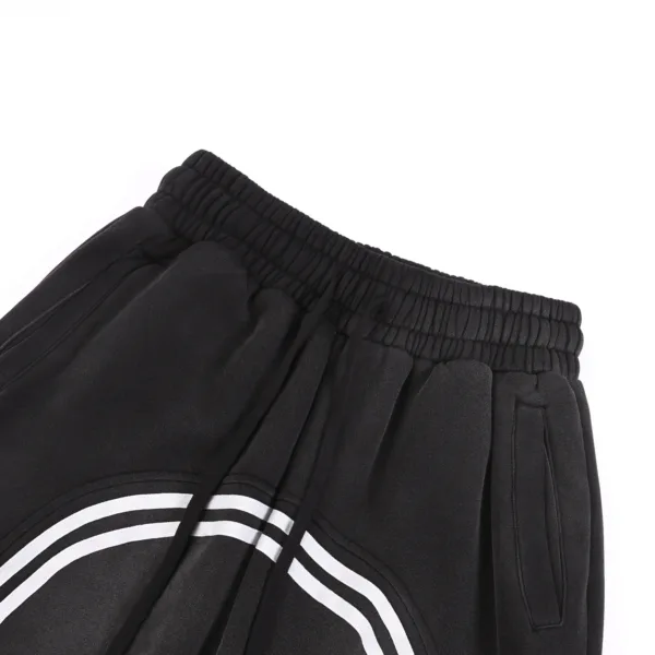 C-1227 + C-1228 Monkey Wash Color-Block Contrast Webbing Fleece Hoodie Two-Piece Set