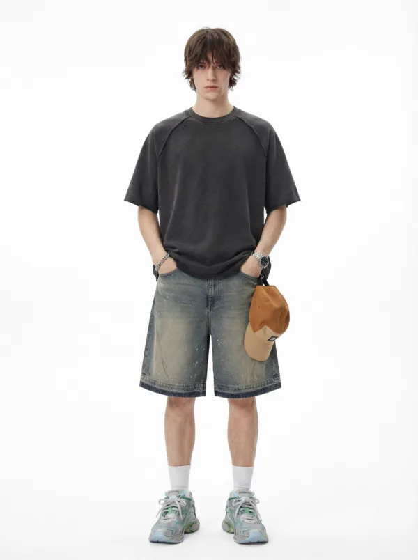 C-HL1243 Batik Raglan Raw Hem T-Shirt