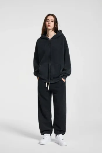 2449eab1 C-HL1216 Batik Washed Vintage Fleece Double-Zip Sweatshirt