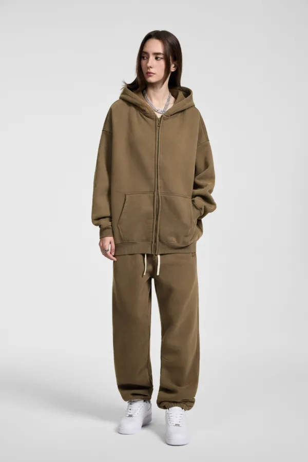 C-HL1216 Batik Washed Vintage Fleece Double-Zip Sweatshirt