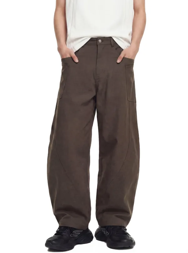 C-S26010 Multi-Pocket Wide-Leg Woven Cargo Trousers