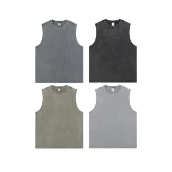 C-HL2424 Distressed Batik Raw Edge Tank Top 230GSM
