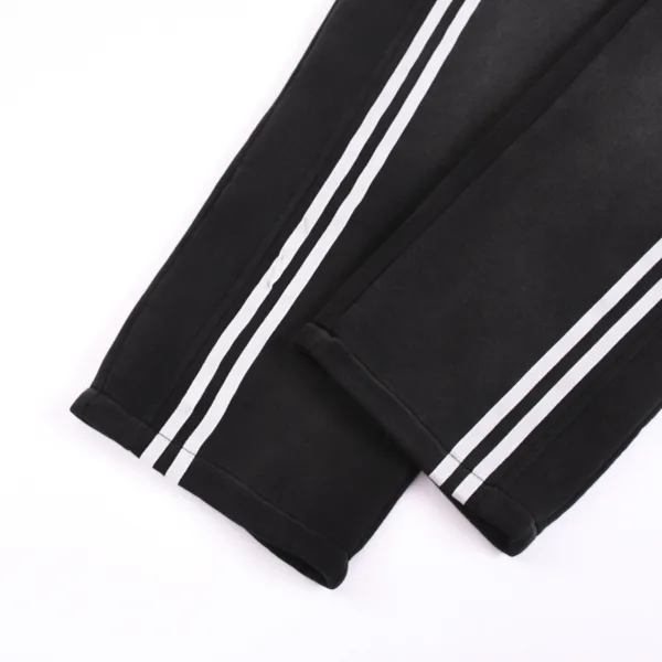 C-1227 + C-1228 Monkey Wash Color-Block Contrast Webbing Fleece Hoodie Two-Piece Set