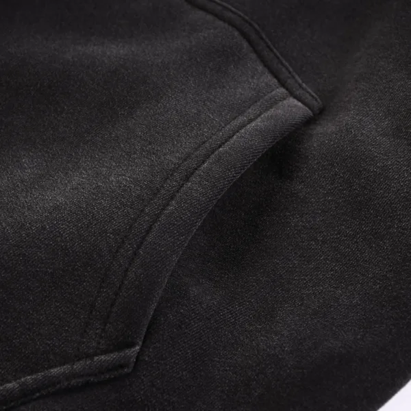 C-HL1227 Monkey Wash Color-Blocked Woven Tape Zip-Up Hoodie