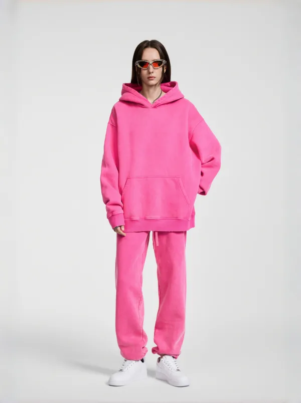 C-23842 + C-23843 Batik Wash Vintage Distressed Fleece Hoodie Two-Piece Set