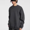 C-HL23803 Fleece-Lined Thickened Loose Crewneck Sweatshirt