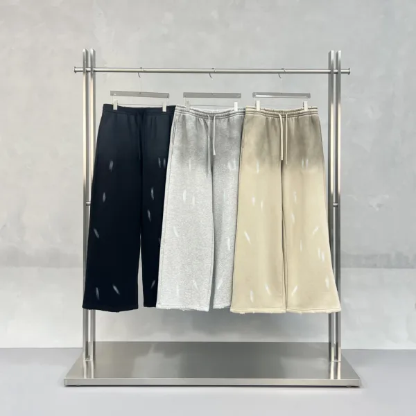 C-26021 Color Spray Washed Distressed Fleece Casual Trousers