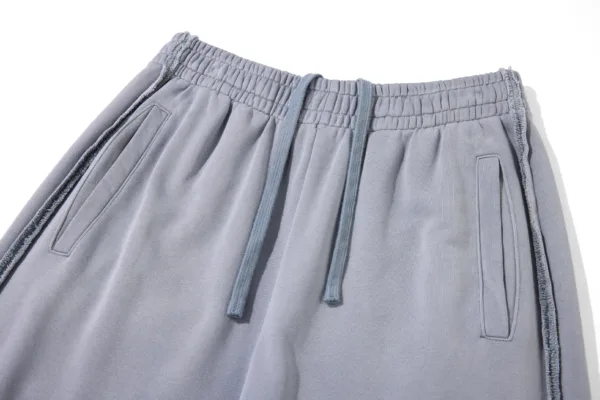 C-1282 Raw Hem Patchwork Distressed Monkey Wash Casual Trousers