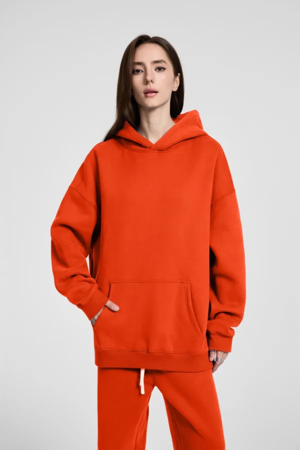 C-HL23807 Fleece-Lined Thickened Loose-Fit Hooded Sweatshirt