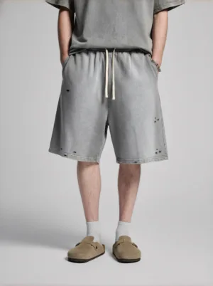 C-HL7709 Ripped Monkey Wash Shorts