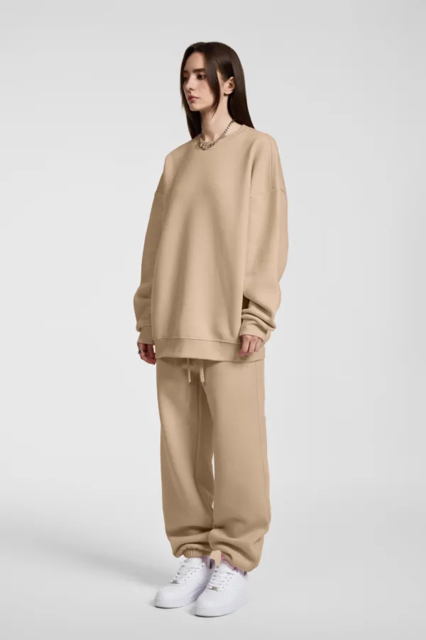 C-HL23803 Fleece-Lined Thickened Loose Crewneck Sweatshirt