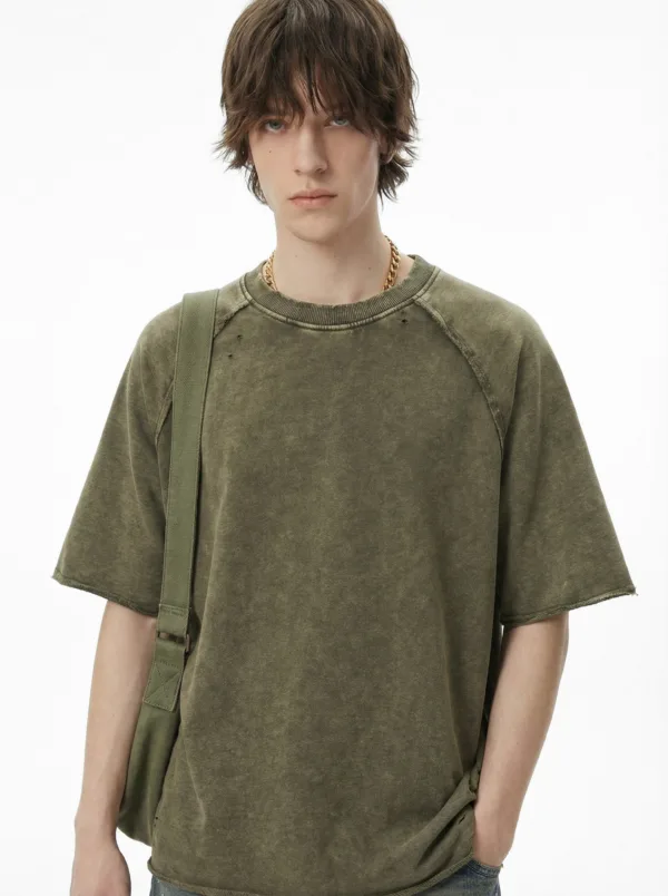 C-HL1243 Batik Raglan Raw Hem T-Shirt