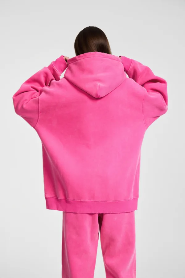 3a38a99f C-HL23842 Tie-Dye Washed Distressed Fleece-Lined Hooded SweatshirtC-