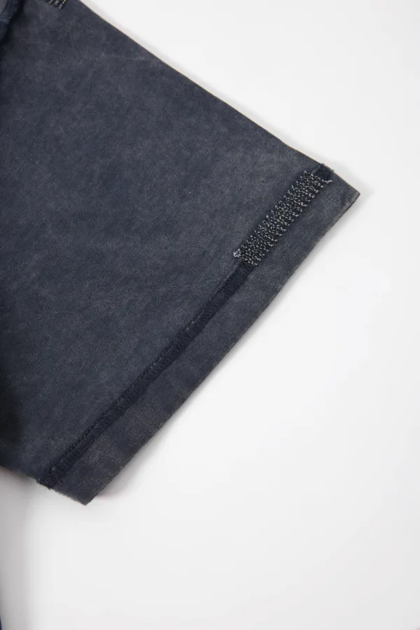 C-S26003 Snow Wash Embroidered Reverse Seam Pure Cotton T-Shirt