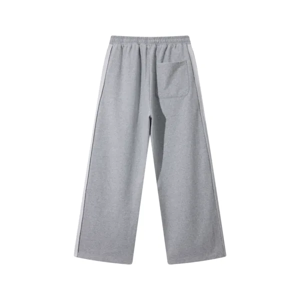 C-90989 Raw Hem Tape Spliced Loose Straight Casual Trousers