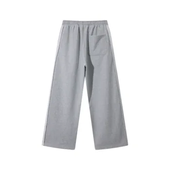 C-90989 Raw Hem Tape Spliced Loose Straight Casual Trousers