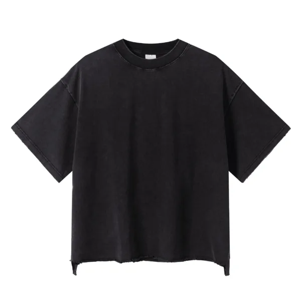 C-S26004 Distressed Raw Hem Washed Vintage T-Shirt