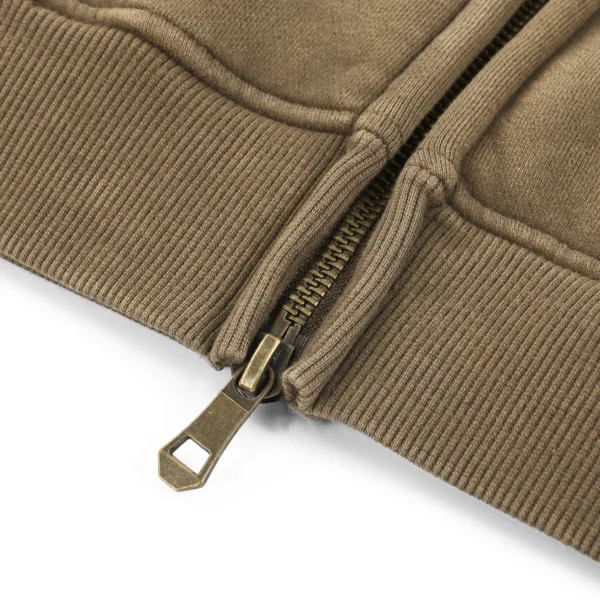 C-HL1216 Batik Washed Vintage Fleece Double-Zip Sweatshirt