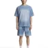 C-K1173 + C-K1174 Waffle Knit Contrast Topstitch Monkey Wash Fade Gradient Two-Piece Set