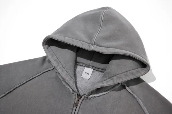 C-1305 + C-1306 Pigment Wash Stir-Fried Snowflake Vintage Distressed Fleece Hoodie Two-Piece Set