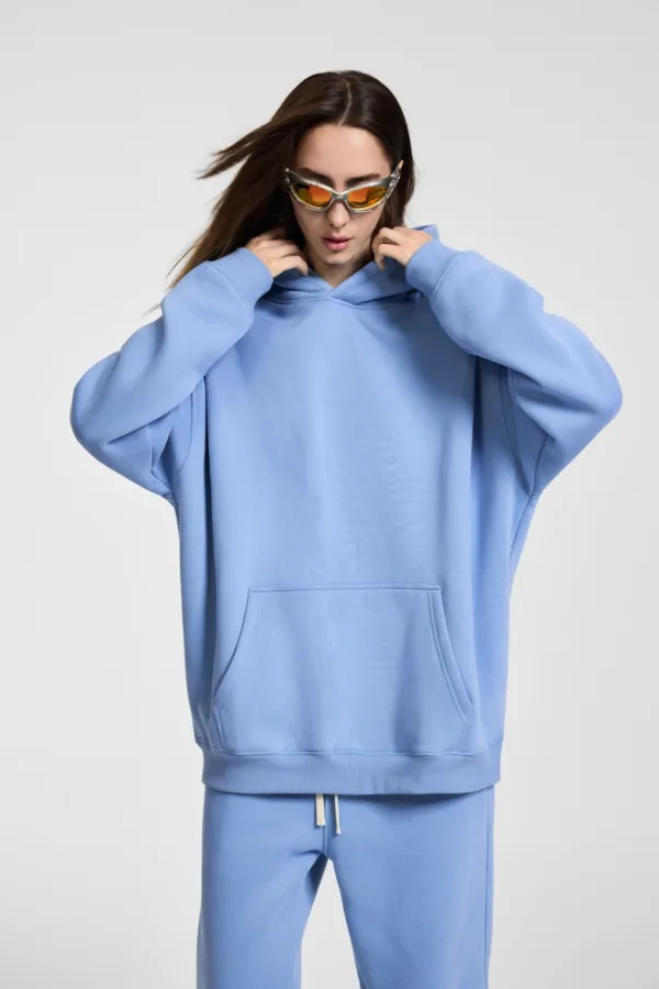 C-HL23807 Fleece-Lined Thickened Loose-Fit Hooded Sweatshirt