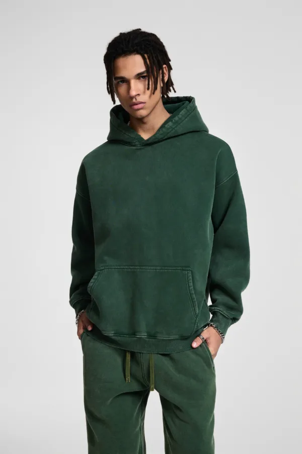 4affd1eb C-HL23842 Tie-Dye Washed Distressed Fleece-Lined Hooded SweatshirtC-