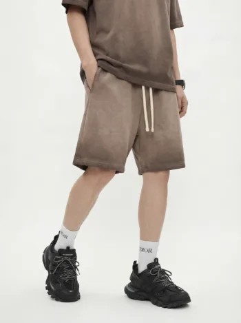 C-1238 Vintage Dyed Distressed Terry Cloth Shorts