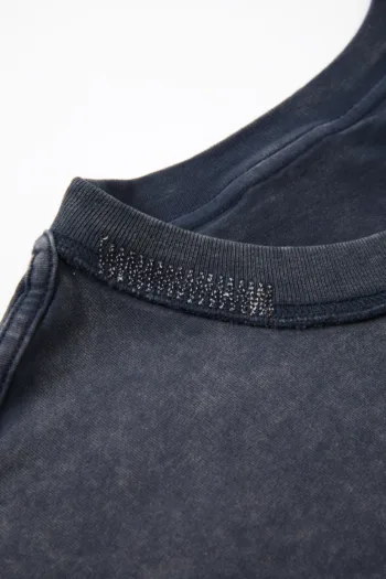 C-S26003 Snow Wash Embroidered Reverse Seam Pure Cotton 275GSM T-Shirt