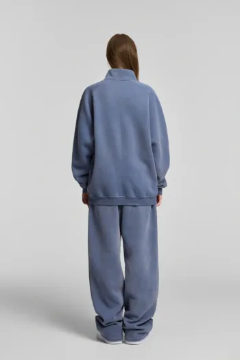 C-265 Fleece Lined Monkey Wash Half-Zip Stand-Up Collar Sweatshirt