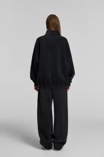 C-265 Fleece Lined Monkey Wash Half-Zip Stand-Up Collar Sweatshirt