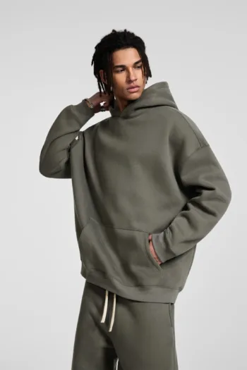 C-HL23807 Fleece-Lined Thickened Loose-Fit Hooded Sweatshirt