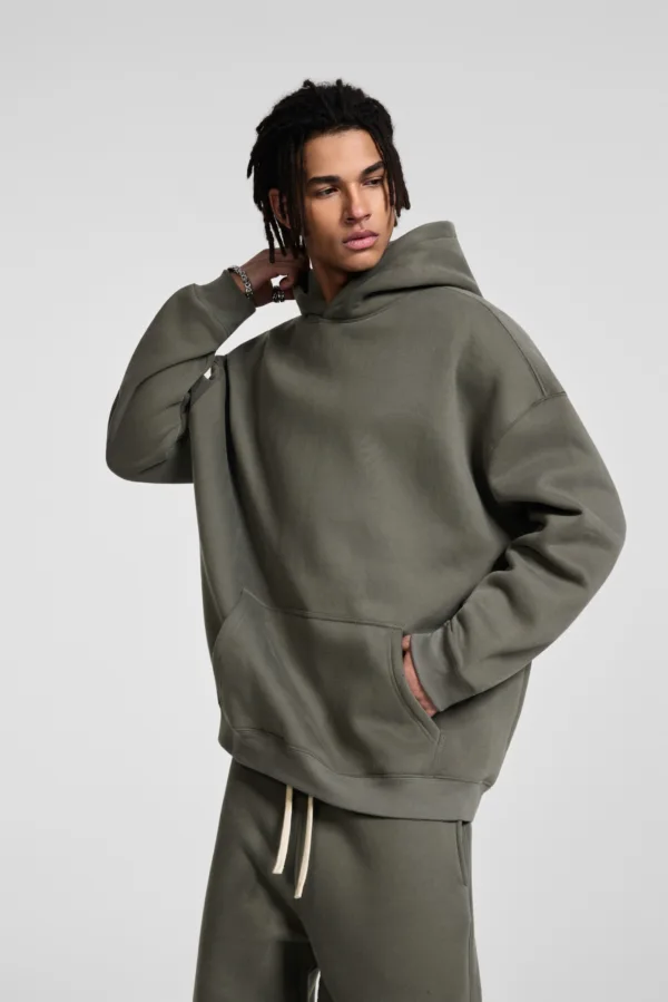 C-HL23807 Fleece-Lined Thickened Loose-Fit Hooded Sweatshirt