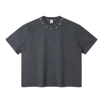 C-S26005 Vintage Washed Crew Neck Rivet 285GSM T-Shirt