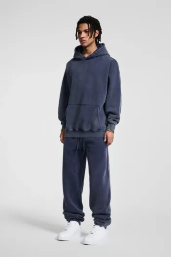 C-23842 + C-23843 Batik Wash Vintage Distressed Fleece Hoodie Two-Piece Set