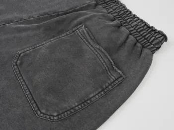 C-1258 High Street Spliced Raw Hem Washed Leisure Pants