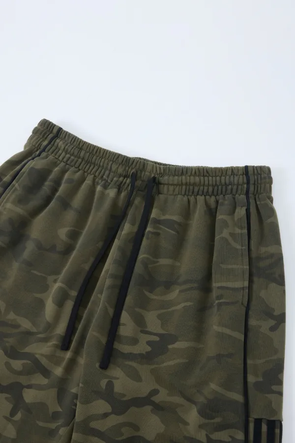 C-S26014 Heavyweight Camouflage Patchwork Drawstring Wide-Leg Pants