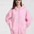 C-HL23805 Fleece-Lined Thickened Loose-Fit Zip-Up Hooded Sweatshirt