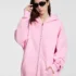 C-HL23805 Fleece-Lined Thickened Loose-Fit Zip-Up Hooded Sweatshirt