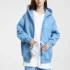 C-HL23805 Fleece-Lined Thickened Loose-Fit Zip-Up Hooded Sweatshirt