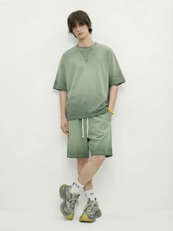 C-HL1237+1238 Heavyweight Washed Vintage Casual Two-Piece Set