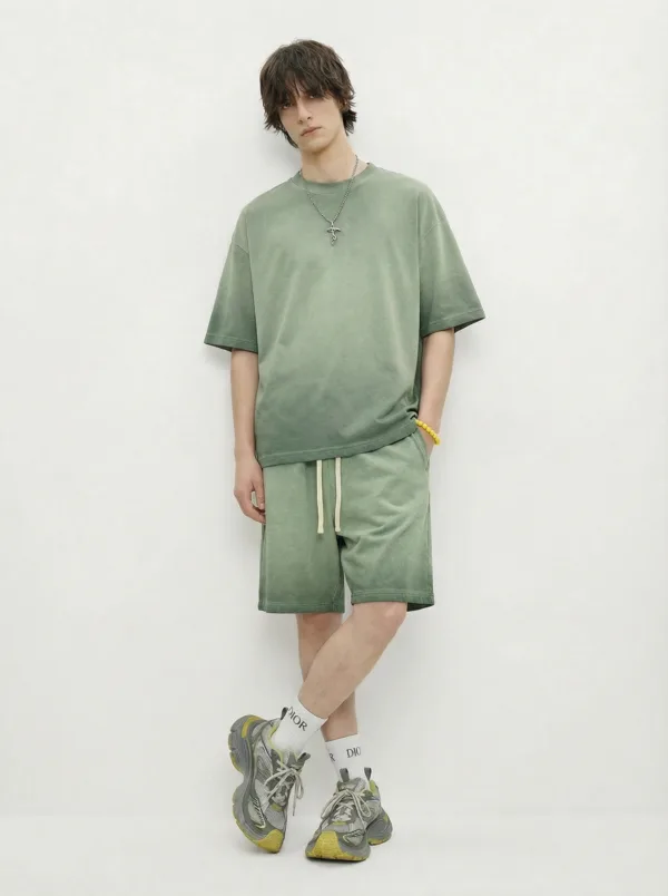 C-HL1237+1238 Heavyweight Washed Vintage Casual Two-Piece Set