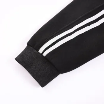 C-1227 + C-1228 Monkey Wash Color-Block Contrast Webbing Fleece Hoodie Two-Piece Set