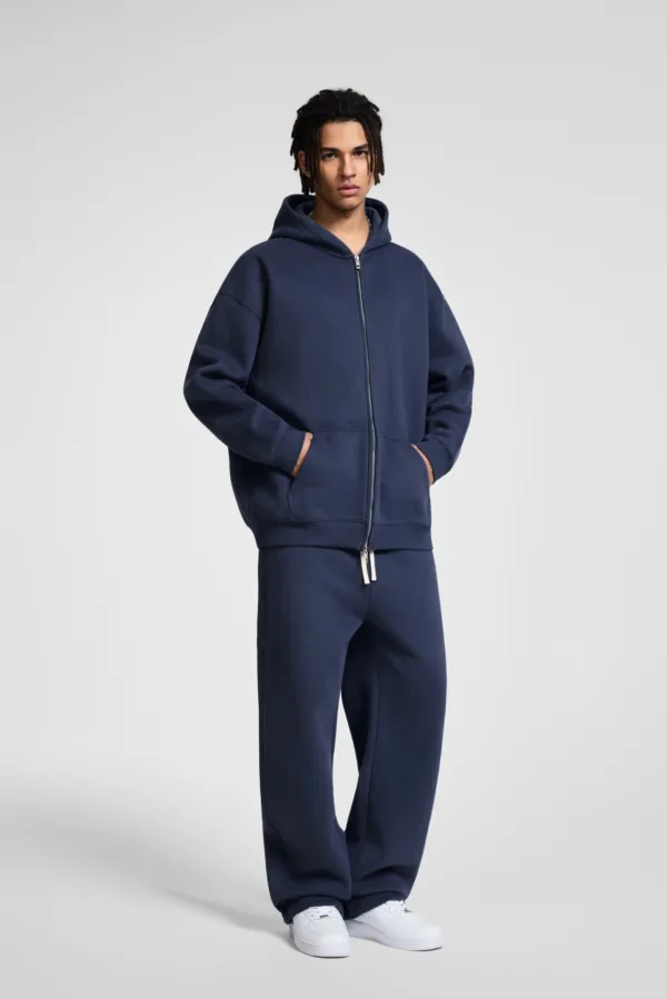 C-HL23805 Fleece-Lined Thickened Loose-Fit Zip-Up Hooded Sweatshirt