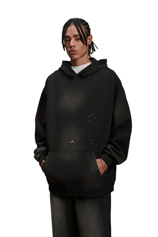 C-HL1223 Monkey Spray Faded Irregular Eroded Heavy Distressed Hoodie