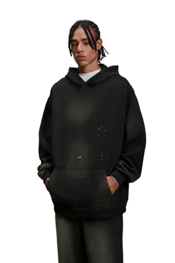 C-HL1223 Monkey Spray Faded Irregular Eroded Heavy Distressed Hoodie