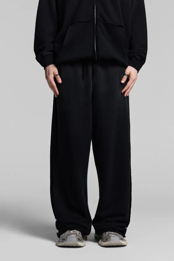 C-1282 Raw Hem Patchwork Distressed Monkey Wash Casual Trousers