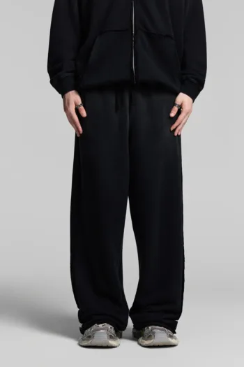 C-1282 Raw Hem Patchwork Distressed Monkey Wash Casual Trousers